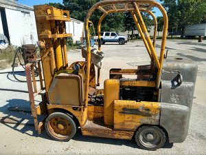 Forklift prior to being restored